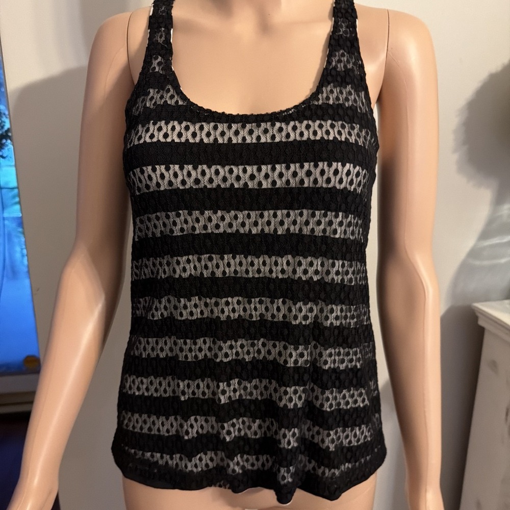 Vtg Y2K Charlotte Russe SZ S Black White Lace Zips Up Back Goth Grunge Festival